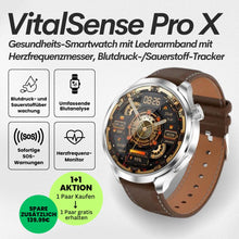Lade das Bild in den Galerie-Viewer, VitalSense Pro X - Gesundheits-Smartwatch mit Lederarmband (2026) - Sonderaktion 1+1 Gratis