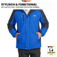 Lade das Bild in den Galerie-Viewer, Hochwertige Herren-Outdoorjacke mit Kapuze – Wasserdicht, winddicht und warm gefüttert für Herbst und Winter