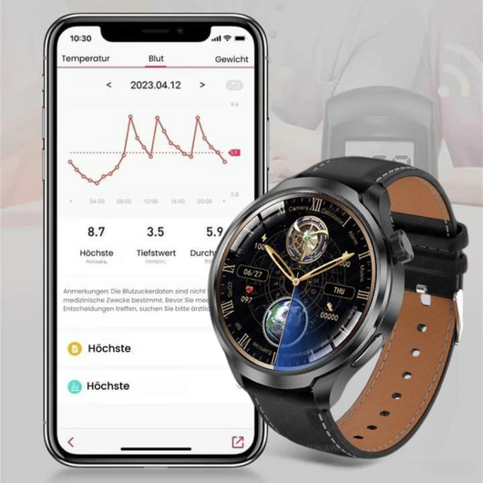 VitalSense Pro X - Gesundheits-Smartwatch mit Lederarmband (2026)