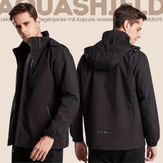 AquaShield - Leichte Herren-Regenjacke mit Kapuze, wasserdicht und winddicht