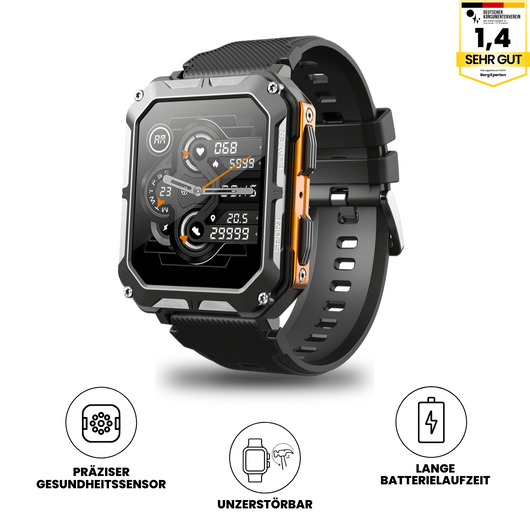 AirForce Health K52 - die unzerstörbare Smartwatch mit Echtzeit Herzfrequenzmesser, Blutdruck-/Sauerstoff-Tracker