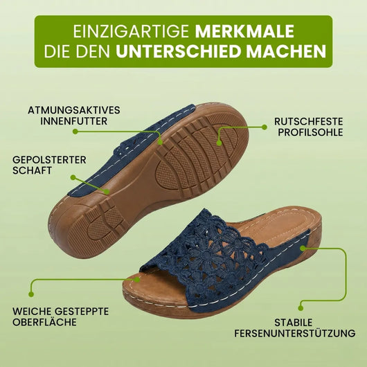 FloraVita - Schmerzlindernde Vintage-Sandale aus Leder | Rutschfest & Federleicht