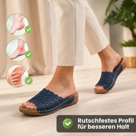 FloraVita - Schmerzlindernde Vintage-Sandale aus Leder | Rutschfest & Federleicht