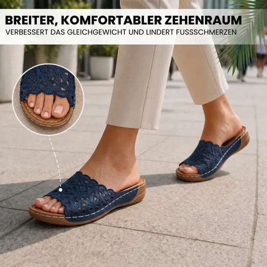 FloraVita - Schmerzlindernde Vintage-Sandale aus Leder | Rutschfest & Federleicht