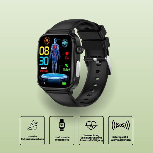 GlucoCare SOS – Smartwatch zur Unterstützung bei Schmerzen mit SOS & Sturzerkennung (2026)