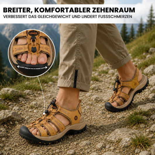 GrundFest Herren-Sandale aus Leder | Geschlossene Zehenkappe · Robuste Sohle · Rutschfest