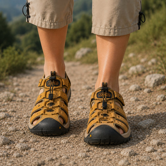 GrundFest Herren-Sandale aus Leder | Geschlossene Zehenkappe · Robuste Sohle · Rutschfest